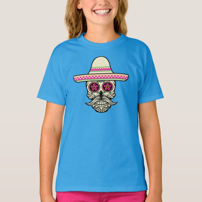 T-shirt Simple Dia de Muertos Crâne avec chemise Casquette (Devant)