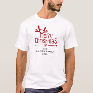 T-shirt Simple élégante couronne florale de Noël Nom de fa