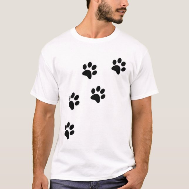 T-shirt Simple Empreinte de Patte de Chat Mignon Minimalis (Devant)