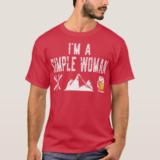T-shirt Simple Femme Aime Skier Montagnes Bière Funny Ski