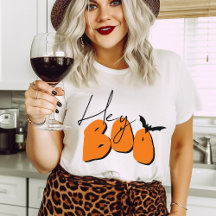 Simple Halloween Hey Boo Orange Bat Drôle Citation