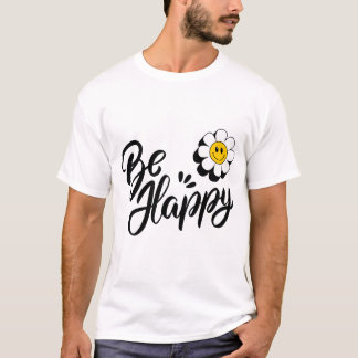 T-shirt Simple Happy Flower - Good Vibes Smile Design