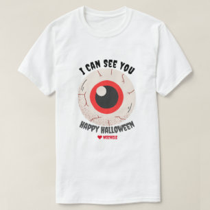 T-shirt Simple Happy Halloween un oeil famille et amis