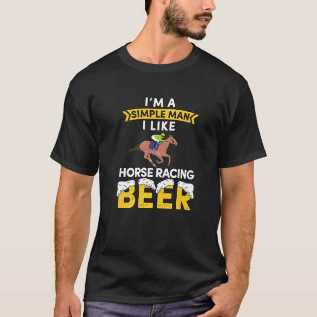 T-shirt Simple Hommes Aiment Les Courses De Chevaux Et Les (Devant)