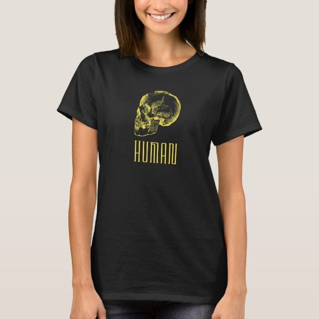 T-shirt Simple humain Mindfulness Humain Crâne Jaune Desig (Devant)