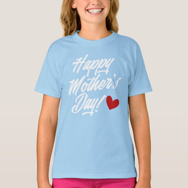 T-shirt Simple joyeuse calligraphie de la fête des mères | (Devant)