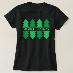 T-shirt Simple Joyeux Noël Green Tree Design noir