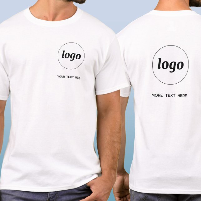 T-shirt Simple Logo and Text Business Crest and Back (Simple logo with custom text crest and back style business branding promotional t-shirt)