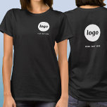 T-shirt Simple Logo and Text Business Crest and Back<br><div class="desc">Simple logo and custom text business crest and back printed t-shirt. Replace the logo and text on the front and back with your own to customize. Wear them yourself, give them to your staff, employees and co-workers, sell them to customers and clients or give them away as promotional merch to...</div>