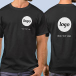 T-shirt Simple Logo and Text Business Crest and Back<br><div class="desc">Simple logo and custom text business crest and back printed t-shirt. Replace the logo and text on the front and back with your own to customize. Wear them yourself, give them to your staff, employees and co-workers, sell them to customers and clients or give them away as promotional merch to...</div>