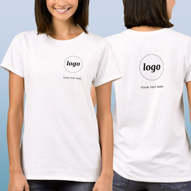 T-shirt Simple Logo et Texte Entreprise Blason et Dos (Simple logo with custom text business branding promotional t-shirt with crest and back printing)