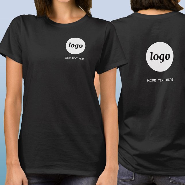 T-shirt Simple Logo et Texte Entreprise Crête et Dos (Simple logo with custom text crest and back style business branding promotional t-shirt)