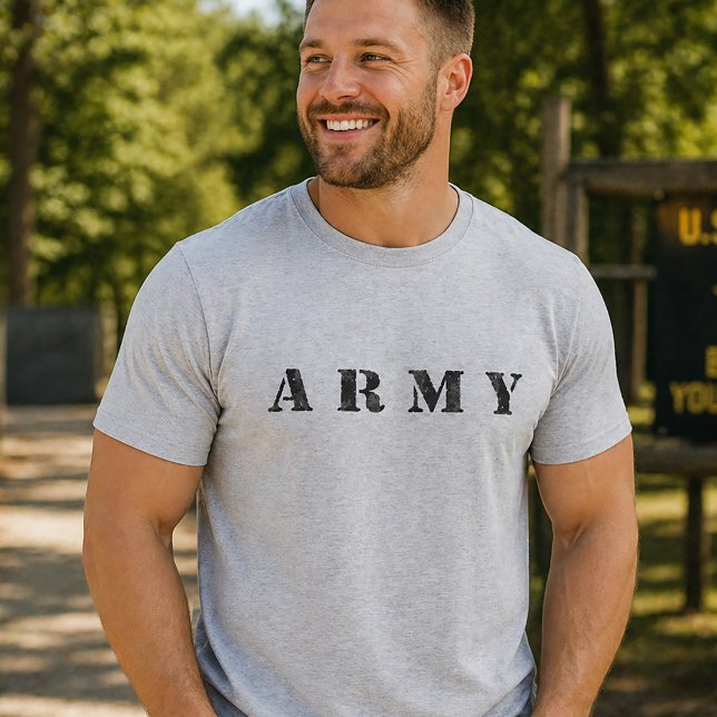 T-shirt Simple Minimal Army Distressed (no translation nee (Simple Minimal Army Distressed T-Shirt)