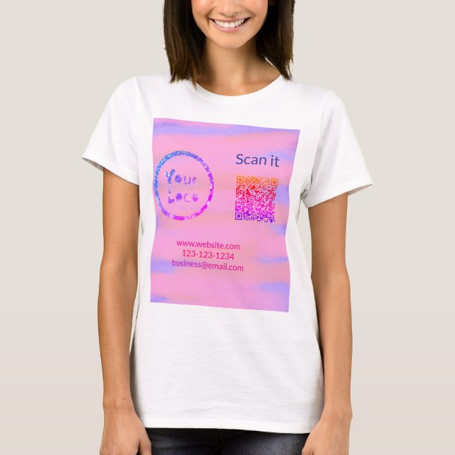T-shirt Simple minimum q r code ajouter logo code d'analys (Devant)