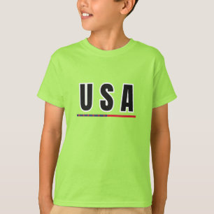 T-shirt Simple Modern USA Amérique Art Lettre drapeau Souv