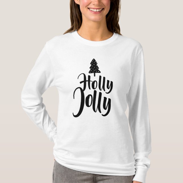 T-shirt Simple moderne Holly Jolly Joyeux Noël (Devant)