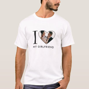T-shirt Simple Moderne J'Aime Ma Copine Photo De Coeur