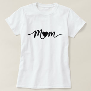 T-shirt Simple Mom Script Cœur
