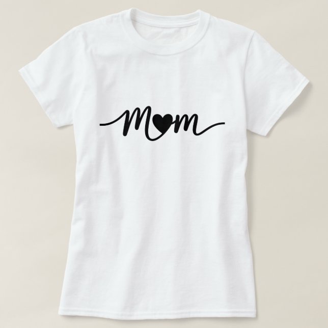 T-shirt Simple Mom Script Cœur (Design devant)