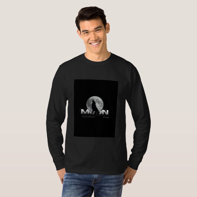 T-shirt simple noir et blanc Loup et Lune (Devant entier)