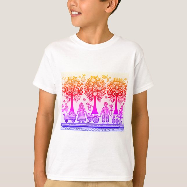 T-shirt simple peinture madhubani (Devant)