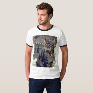 T-Shirt simple Ringer pour hommes, blanc/noir