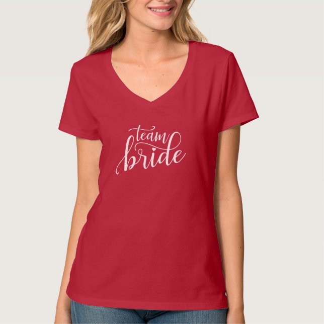 T-shirt Simple Team de la Mariée Mariage Calligraphie | T- (Devant)