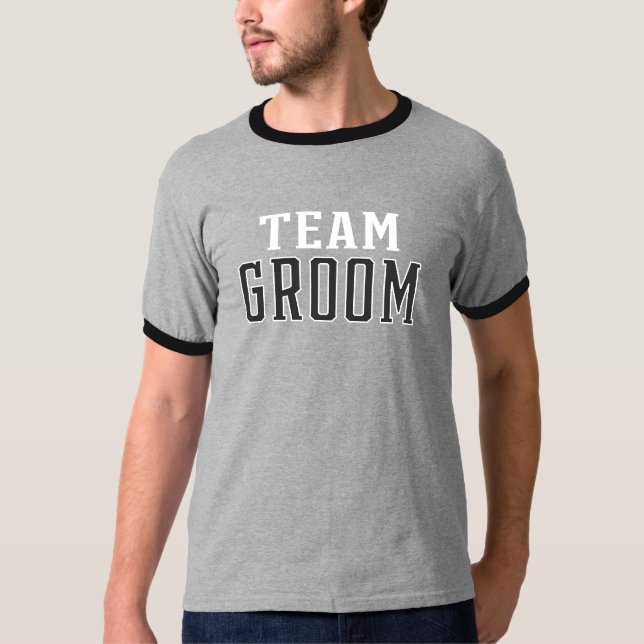 T-shirt Simple Team Groom Mariage Typographie Ringer Shirt (Devant)