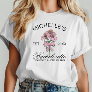 T-shirt Simple Texte Moderne Rose Floral Bachelorette