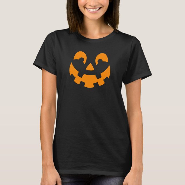 T-shirt Simple visage de citrouille orange silhouette Hall (Devant)
