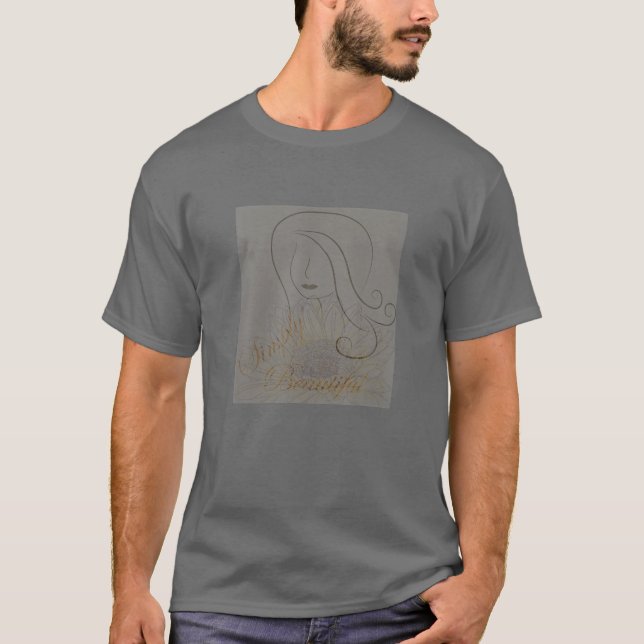 T-shirt Simplement Beau, Art Moderne, Femme Avec Casquette (Devant)