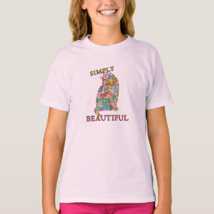 T-shirt Simplement Belle Fleurs Colorées Chat Aimer