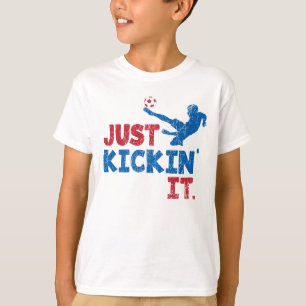 T-shirt Simplement Kickin It Soccer Rouge & Bleu - Graphic