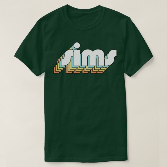 T-shirt Sims Retro Typographie Arc-en-ciel style défraîchi (Design devant)