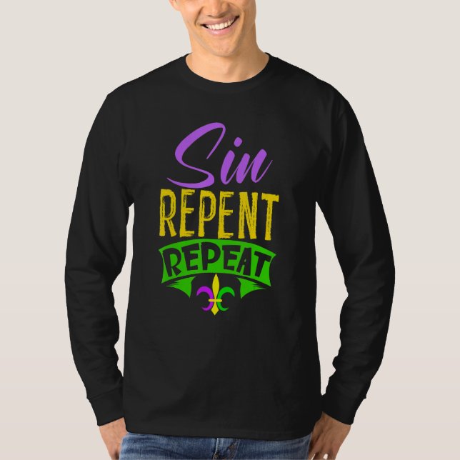 T-shirt Sin Repent Repeat Mardi Gras Carnival Shrove Tuesd (Devant)
