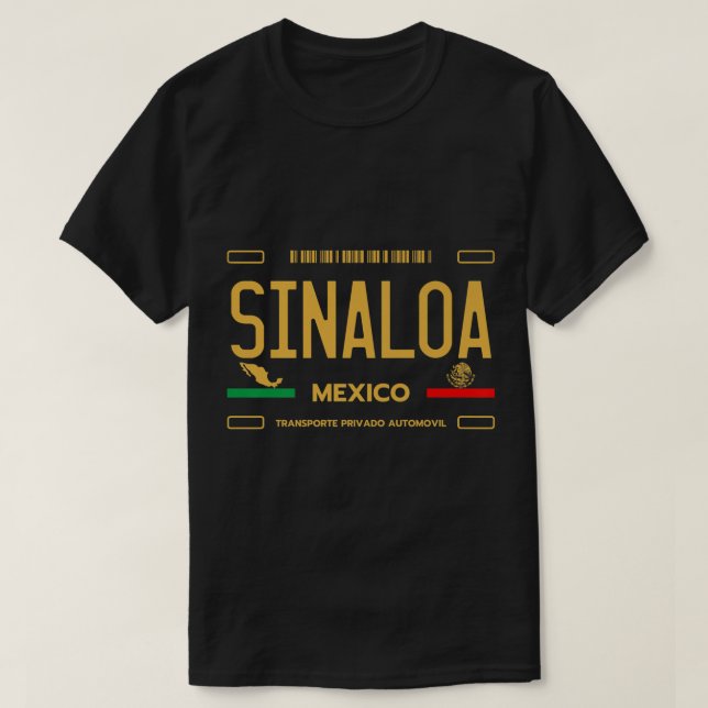 T-shirt Sinaloa Mexique Plaque de licence esthétique Sinal (Design devant)