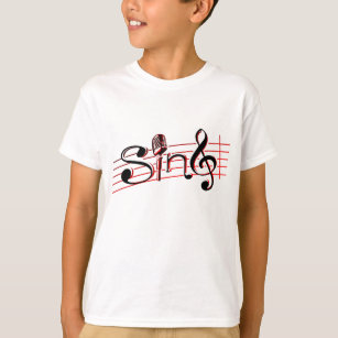 T-shirt Sing rétro kids white red black logo tee