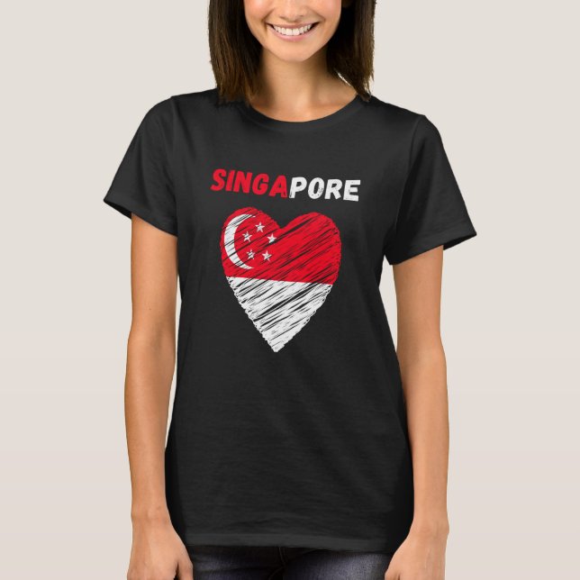 T-shirt Singapore Flag Holiday Singapore Heart Singaporean (Devant)