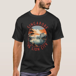 T-shirt Singapore Retro Distressed Circle
