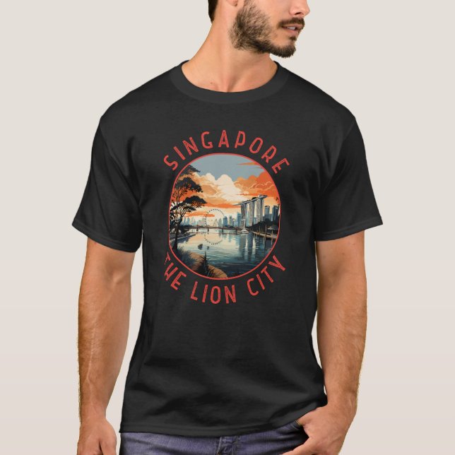 T-shirt Singapore Retro Distressed Circle (Devant)