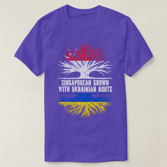 T-shirt Singapour grandit avec le drapeau des racines ukra (Design devant)