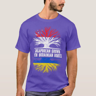 T-shirt Singapour grandit avec le drapeau des racines ukra