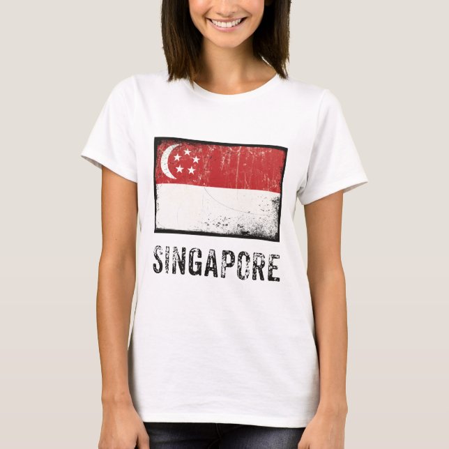 T-shirt Singapour grunge (Devant)