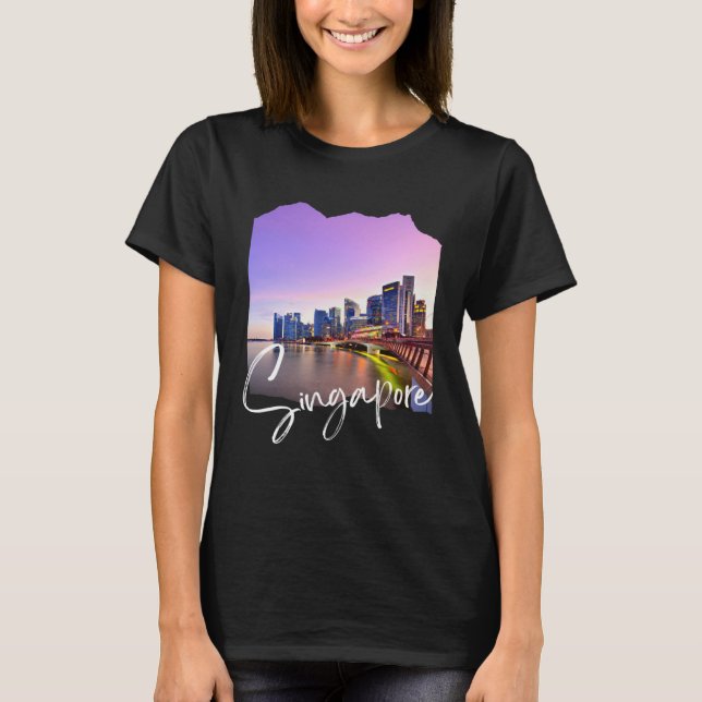 T-shirt Singapour la nuit Skyline de Singapour Singapour (Devant)