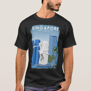 T-shirt Singapour Lion City Travel Poster Art Imprimer