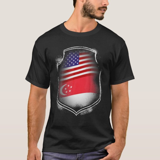 T-shirt Singapour Singapour États-Unis Drapeaux Singapour  (Devant)