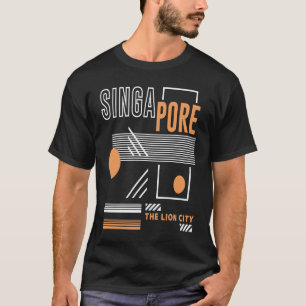 T-shirt Singapour Ville Lion Sud Est Asie Île Cou