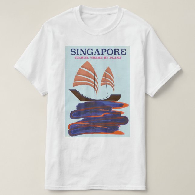 T-shirt Singapour "Y aller en avion" (Design devant)