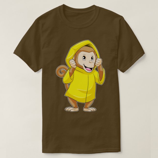 T-shirt Singe à la pluie avec Raincoat (Design devant)