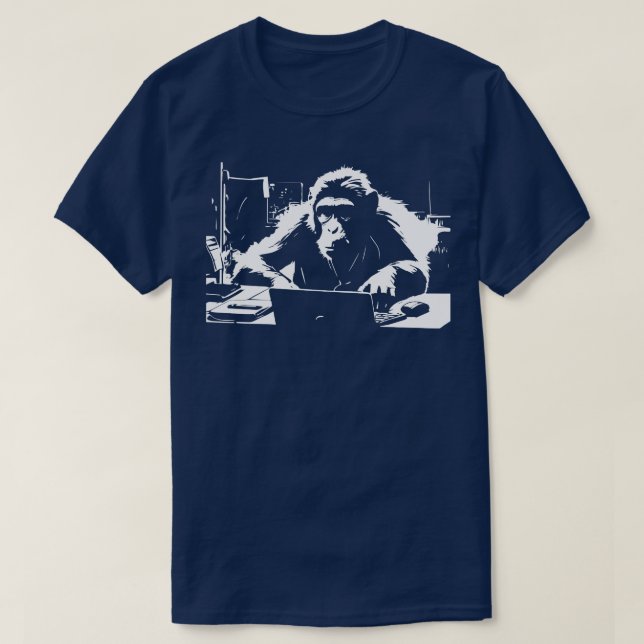 T-shirt singe à l'ordinateur 1 (Design devant)